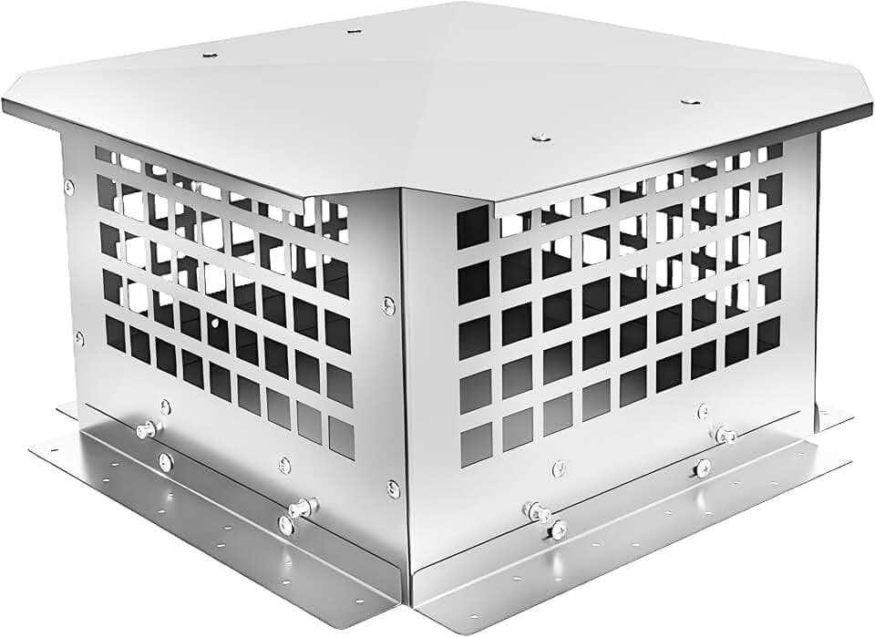 Chimney Cap, 13" x 13" Chimney Cover Stainless Steel Fireplace Chimney Flue Caps, Adjustable Metal Strips with Bolts Screws (13" x 13")