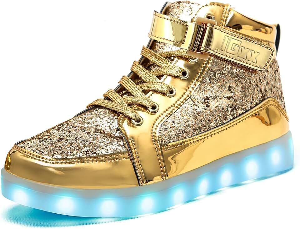 IGxx LED Light Up Shoes for Men Women Sparkly Sneakers High Top