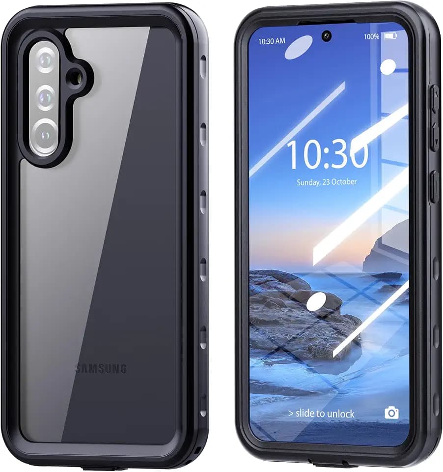 for Samsung Galaxy A37/A36 Case IP68 Waterproof, Black/Clear