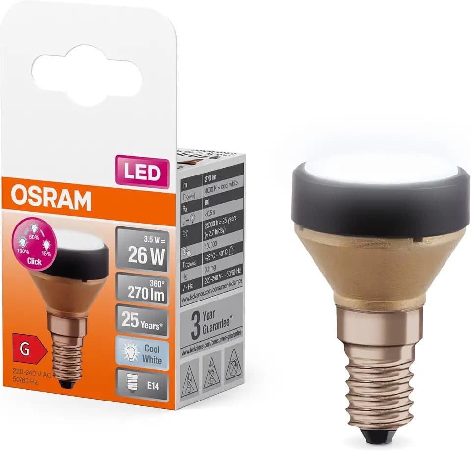 Osram Flat Lamp, ultra-kompakte und flache LED Lampe mit E27 Sockel, ersetzt herkömmliche 26W Glühbirnen, kaltweiß (4000K), sparsam mit 3.5W Verbrauch, 3-stufig dimmbar per Wandschalter, 1er-Pack