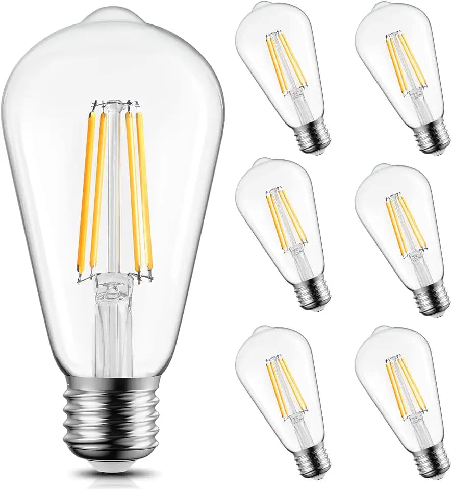 Brightown 6Pack Edison Light Bulbs, E26 Base 2700K Warm White,Non-Dimmable