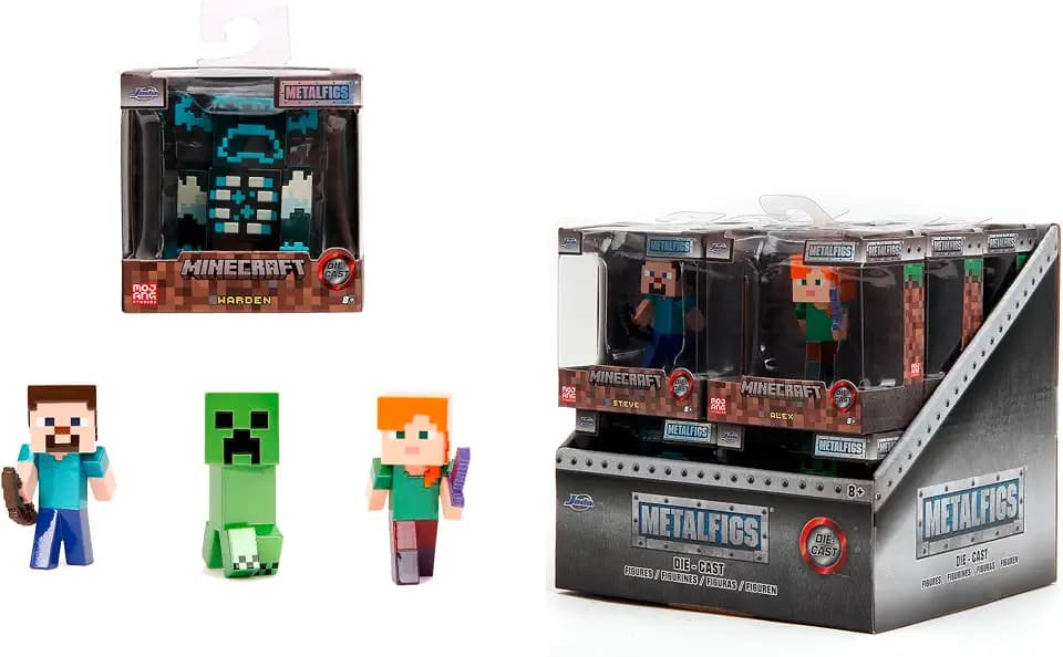 Jada Toys Minecraft Figures 2,5" Spielfiguren Actionfiguren Sammelfiguren, Zufällige Auswahl aus Steve, Alex, Creeper, Warden