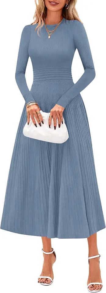 PRETTYGARDEN Women's Long Sleeve Knit Maxi Sweater Dress