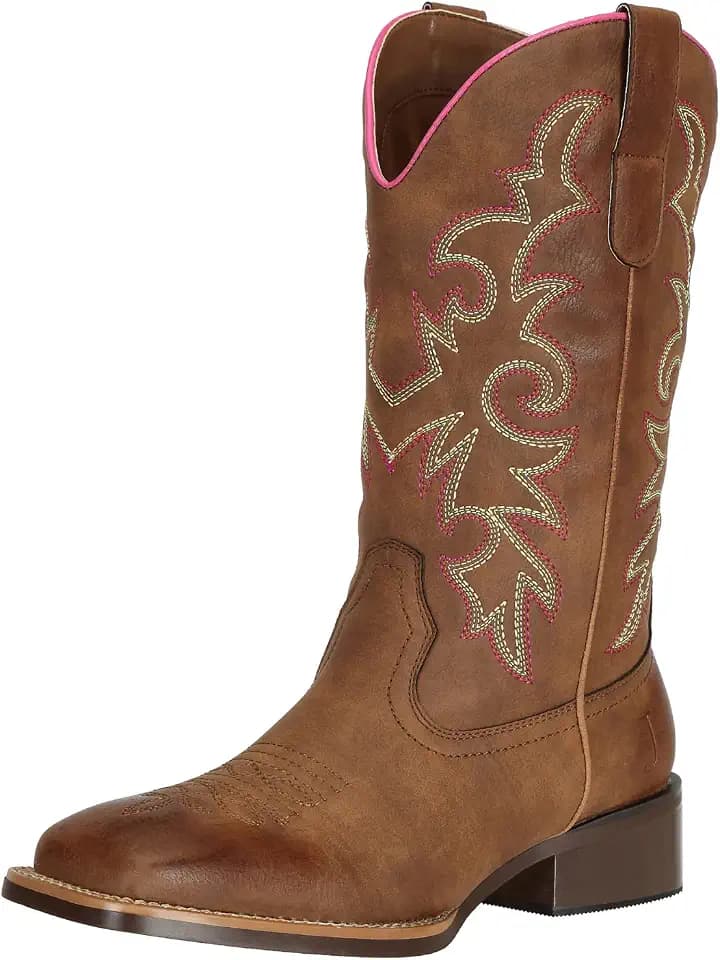 J's.o.l.e Damen-Cowboystiefel Westernstiefel mit mittlerer Weite und quadratischer Spitze Cowgirl-Stiefel Country-Reitstiefel mit Stickerei