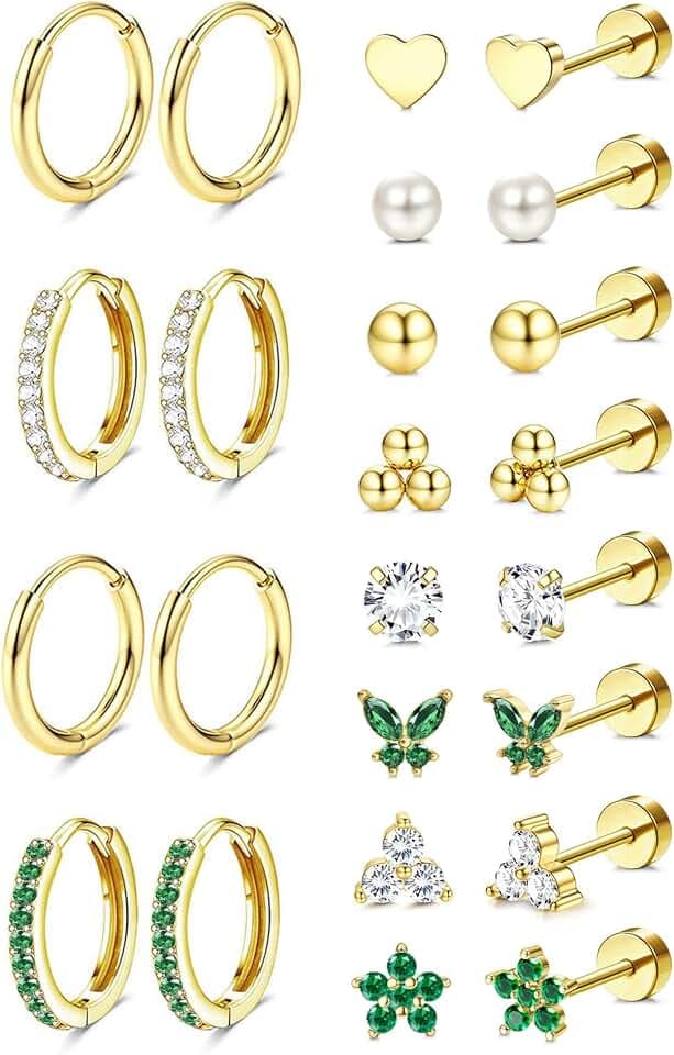 Jstyle Hypoallergenic Flat Back Stud Earrings Cartilage Earring Stacks