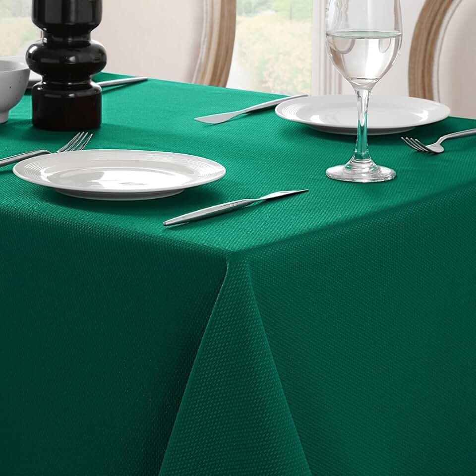 Softalker Green Christmas Rectangle Jacquard Tablecloth, 60 x 144 Inch