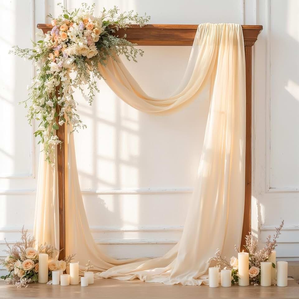 Champagne Wedding Arch Draping Fabric 28" x19FT Sheer Curtain Drapes