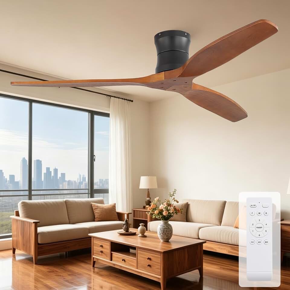 Sofucor 132cm Massivholz Deckenventilator mit Fernbedienung