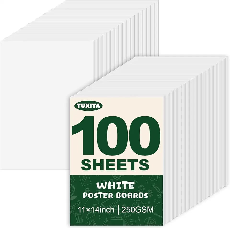 TUXIYA 100 Pack White Poster Board,11" x 14" White Poster Paper Bulk