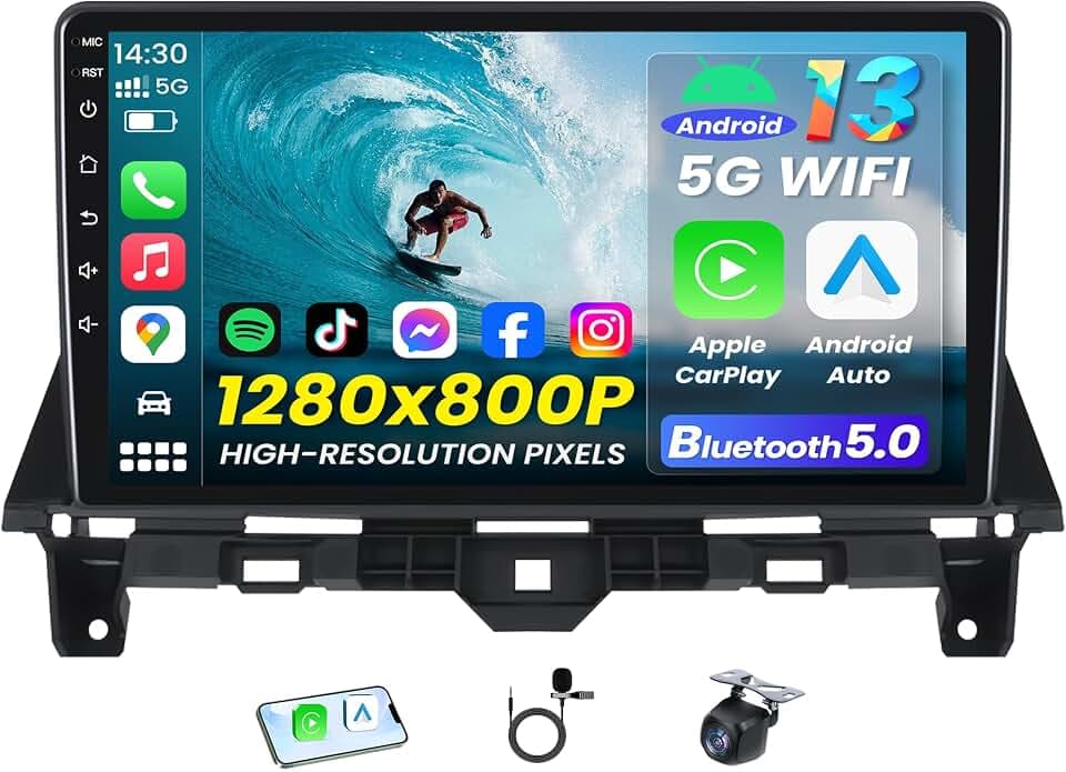 64GB Car Radio for Honda Accord 2008-2012: 10.1'' 1280 * 800 HD Touch Screen Stereo with Wireless CarPlay Android Auto 5GWiFi GPS Bluetooth FM RDS SWC Backup Camera