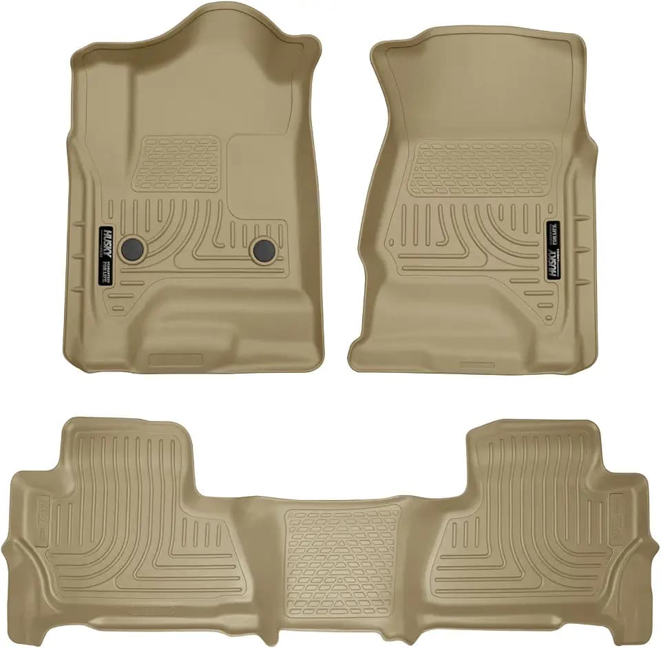 Husky Liners Weatherbeater Floor Mats | Fits 2015-2020 Chevrolet Suburban & GMC Yukon XL | Front & 2nd Row, 3-pc Tan - 99213
