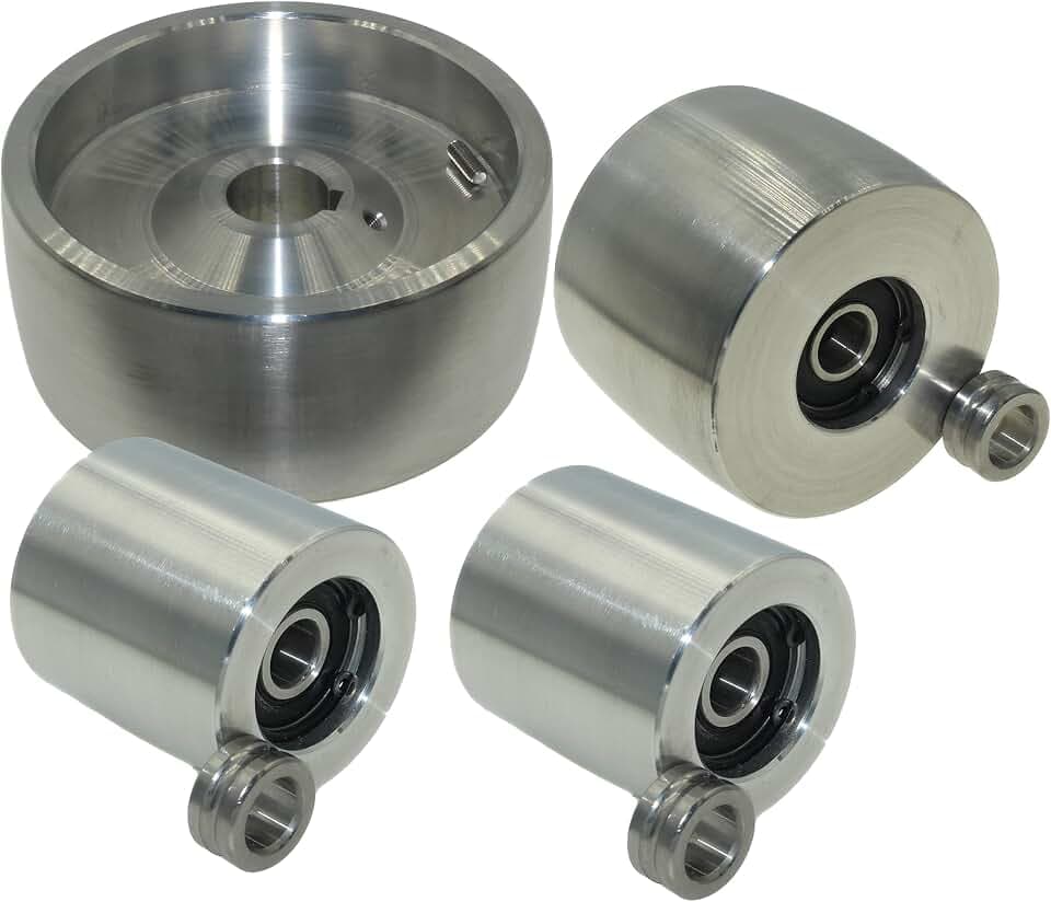 (AL5-24) CNC gefrästes Riemenschleifer Set für Messerschleifer 130 mm Antrieb-24 mm Schaft 75 mm Spur 50 mm Idler