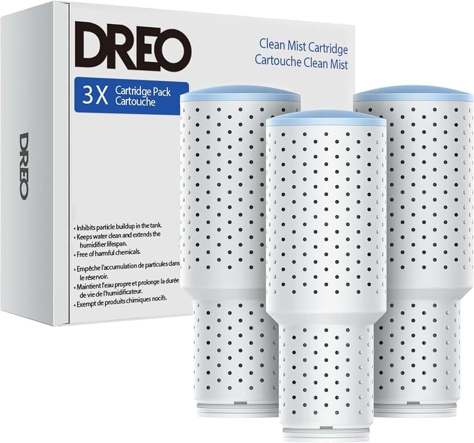 DREO Clean Mist Cartridge 3-Pack for Humidifiers, Compatible with DREO Humidifiers HM311/311S/306/524S, Reduce Contaminants Build-up, Healthier Mist, Easier Cleaning