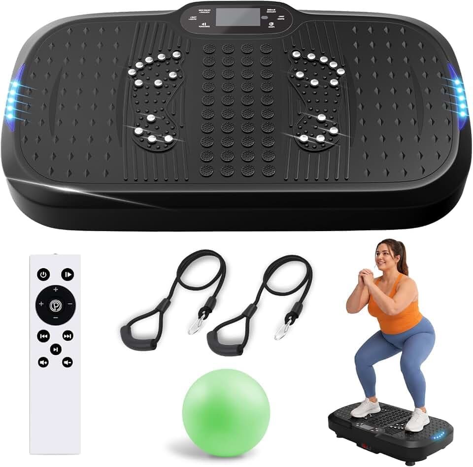 Heavy Duty Vibration Plate Exercise Machine, 440 lb, 200W, Bluetooth & LED
