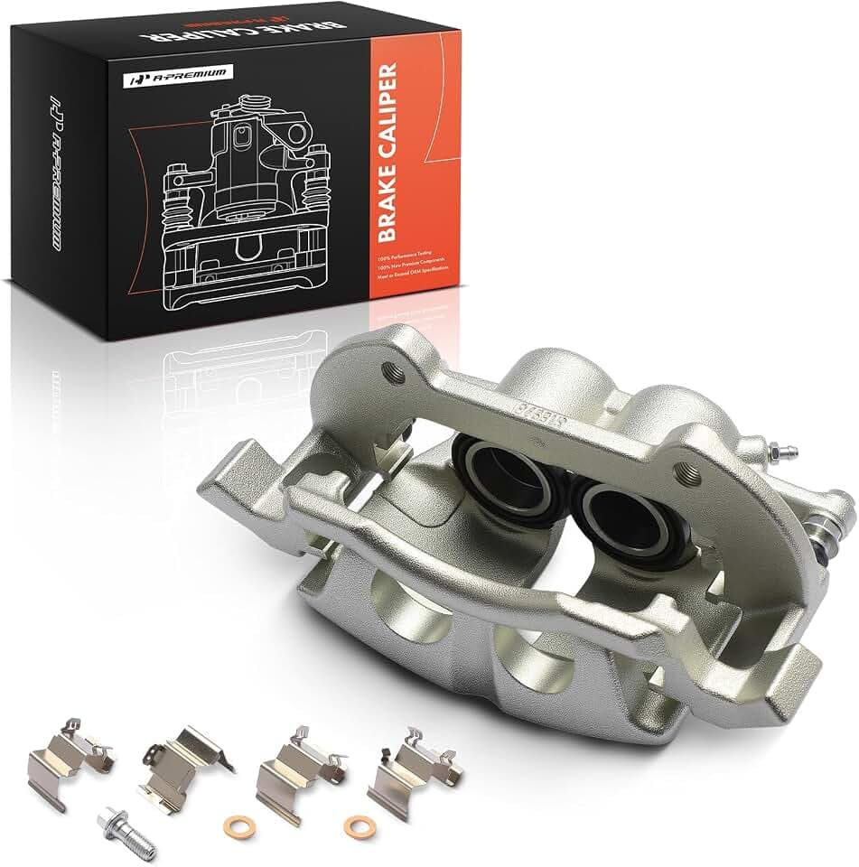 A-Premium Disc Brake Caliper Assembly with Bracket Compatible with Volkswagen Vehicles - Atlas 2018-2023, Atlas Cross Sport 2020-2023 - Front Right Passenger Side
