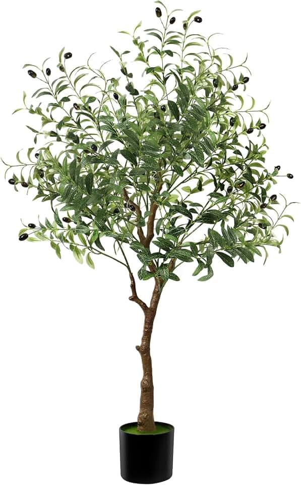 KUOGAS Künstlicher Olivenbaum,120cm Kunstpflanze，Groß Olivenbaum Künstlich Pflanzen,Perfekt als stilvolle Dekoration für Innen- und Außenbereiche