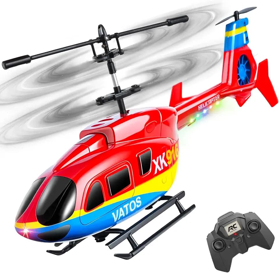 VATOS Ferngesteuerte Helikopter, 2,4GHz Ferngesteuerter Hubschrauber mit Gyro & LED-Licht RC Hubschrauber für Kinder ab 10+ Jahren, 3,5-Kanal Feste Höhe Flugspielzeug für Kinder/Erwachsene/Anfänger