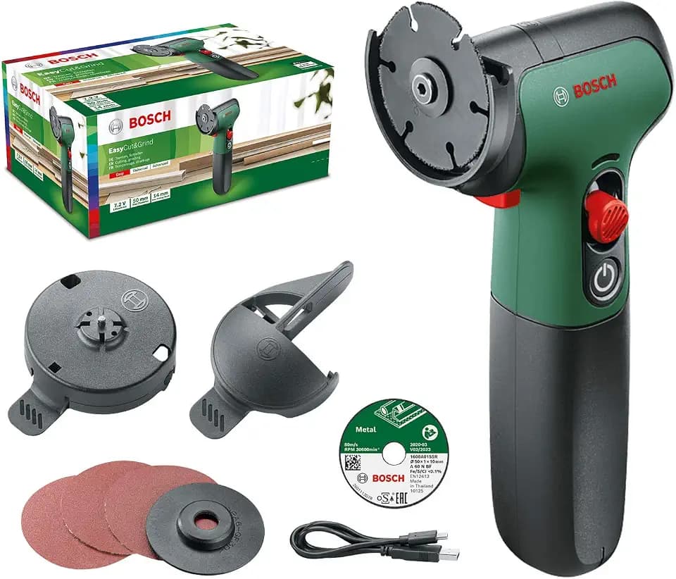 Bosch Mini-Winkelschleifer EasyCut&Grind (Holz (Rundhölzer), Kunststoff, Karton und Metall trennen; 2,0 Ah Akku; 7,2 Volt; im Karton)