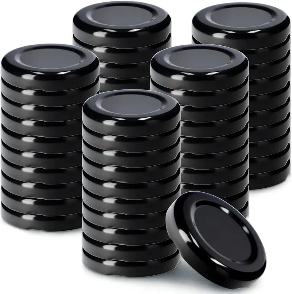 KADAX 50er Set Schraubdeckel TO43 für Gläser 43mm Schwarz – Twist-Off Ersatzdeckel für 40ml Mini Gläser & Probiergläser, Luftdicht & Spülmaschinenfest