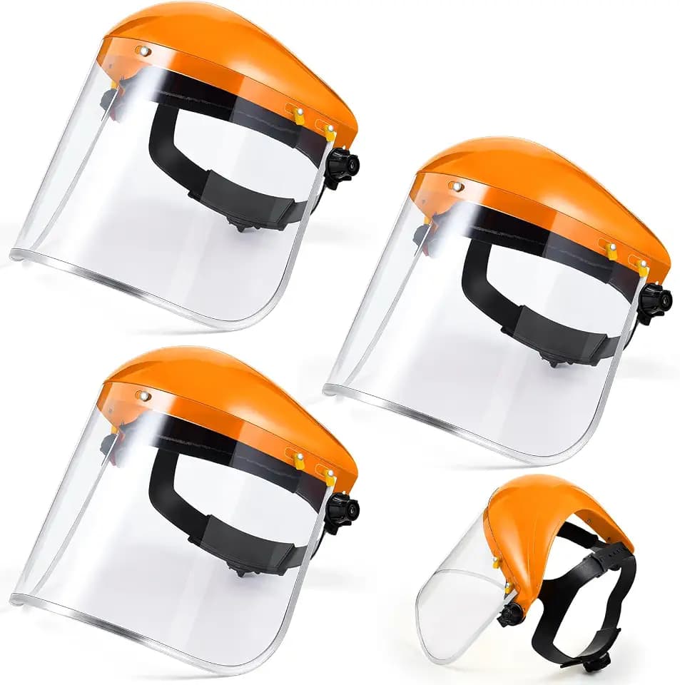 Copkim 3 Pack Face Shield Grinding Cutting, Clear Visor, PET Orange