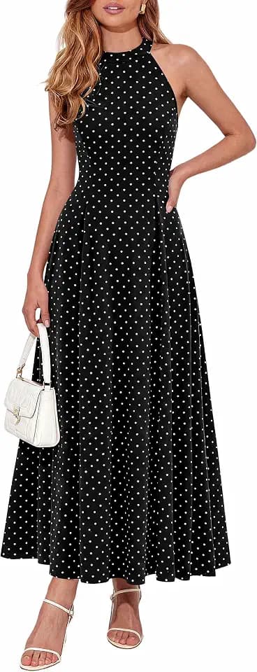 PRETTYGARDEN Summer Flowy Halter Dresses for Women