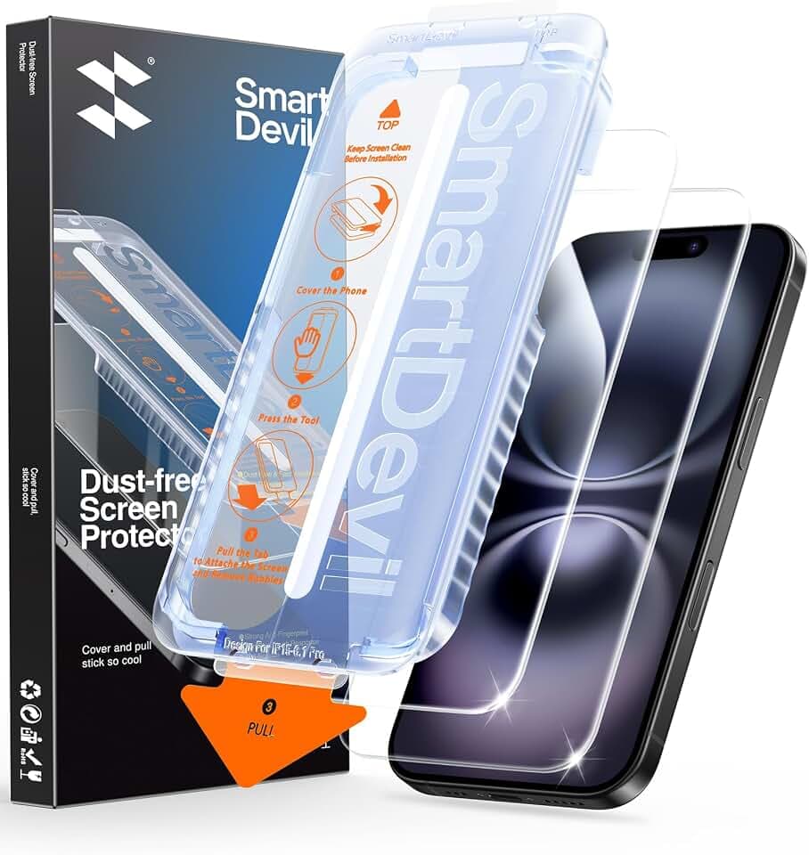 SMARTDEVIL 2 Pack for iPhone 16/ iPhone 15 Screen Protector