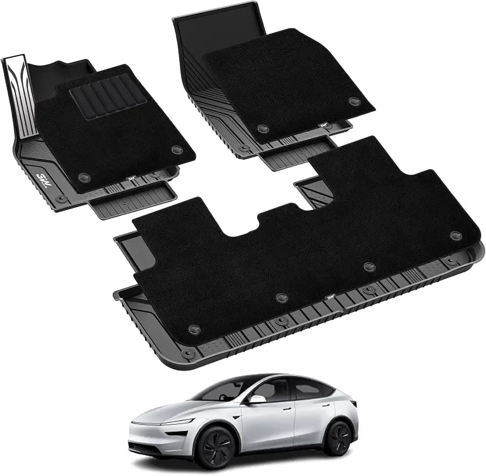 3W Floor Mats with Carpets for Tesla Model Y Juniper 2025-2027, Model Y L