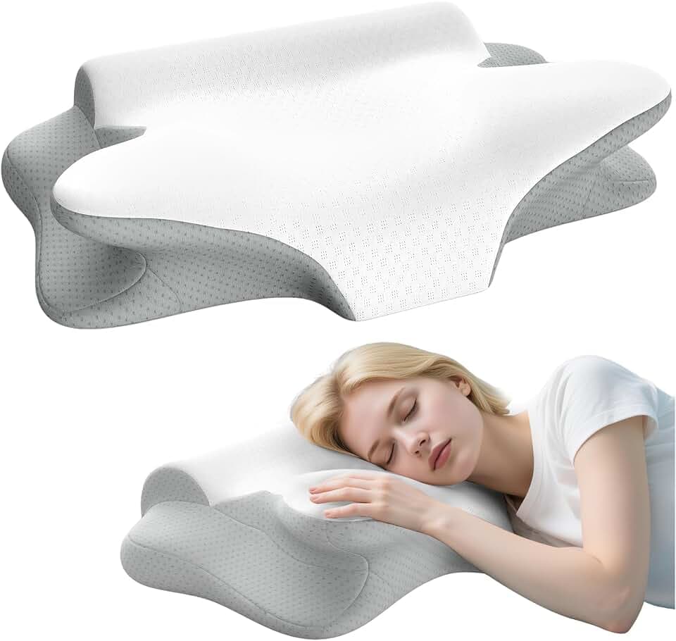 Nackenkissen Memory Foam Kissen,Ergonomisches Orthopädisches Kopfkissen Viscoschaum Seitenschläferkissen für Seiten Rücken & Bauchschläfer,Nackenstützkissen Memory-Schaum Kissen,60x38x12 cm