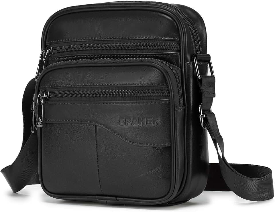 SPAHER - Umhängetasche für Herren, Messenger-Tasche, aus Echtleder, kleine Umhängetasche, für Herren, Handtasche, Business, Vintage, gebrauchte Rucksäcke, multifunktionale Taschen, Reisetaschen