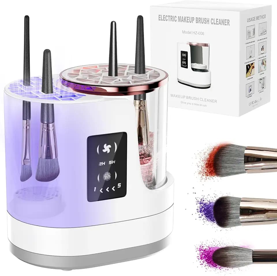 3 IN 1 Electric Makeup Brush Cleaner,Automatic Makeup Brush Cleaner with Makeup Brush Dryer,Portable USB Deep Cleaning for All Size Beauty Makeup Brush Set,Blush Brush,Sponges