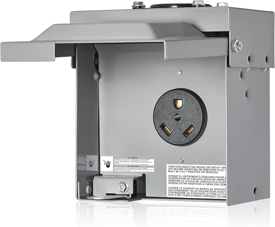 SURAIELEC 30 Amp RV Outlet Box, NEMA TT-30R Lockable Outlet Box, ETL Listed