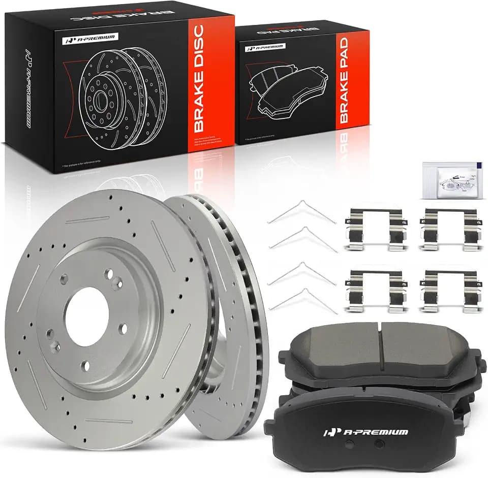 A-Premium 12.00 inch (305mm) Front Brake Rotors & Ceramic Pads Kit, 6-Pack