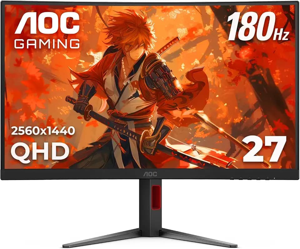 AOC 27" Curved Gaming Monitor 2K QHD 180Hz VA AMD FreeSync Premium, CQ27G4H