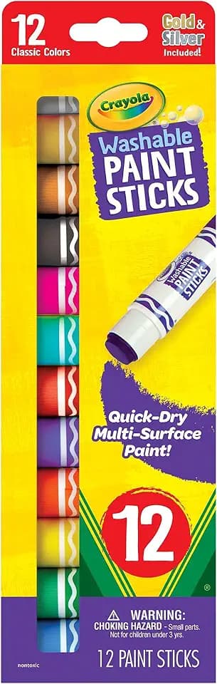 Crayola Quick Dry Paint Sticks (12ct), Washable Paint Set for Kids, School Supplies, Teacher Gifts