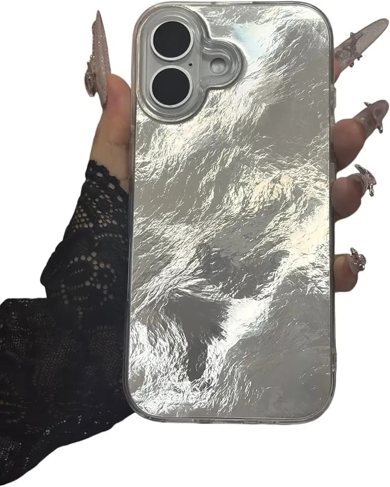 Case Compatible with iPhone 16, Luxury Glitter Curly Wave Pattern, Military Grade Protection Shockproof Phone Case - Mountain Pattern
