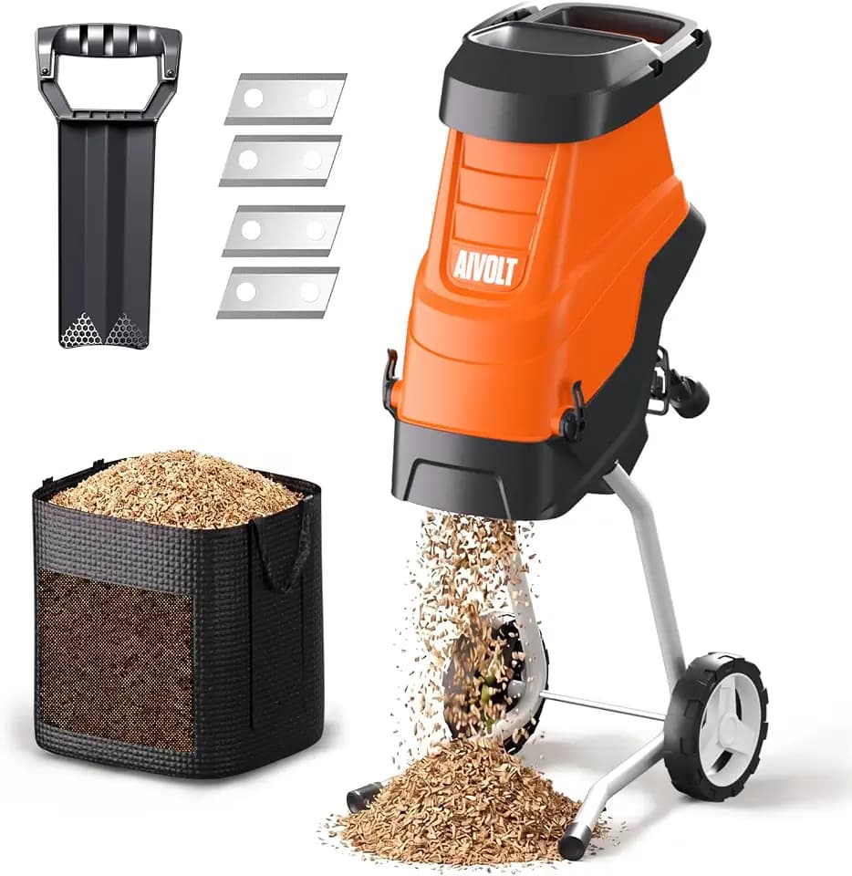 AIVOLT Electric Wood Chipper, 15-Amp Chipper Shredder