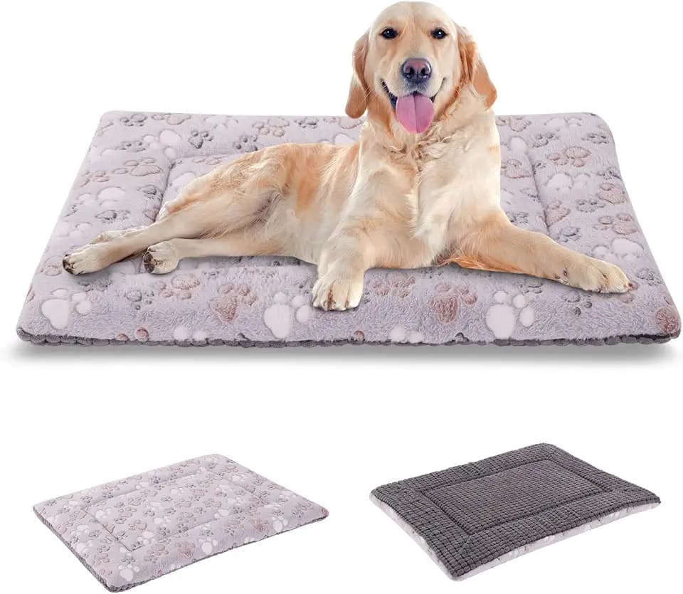 BVAGSS Orthopädisches Hundebett, Waschbar Hundekissen flauschig Hundematte, Umkehrbar Weiche und Warme Hundematte für klein mittel große Hunde XH079 (106x71x4cm,Grey Paw)