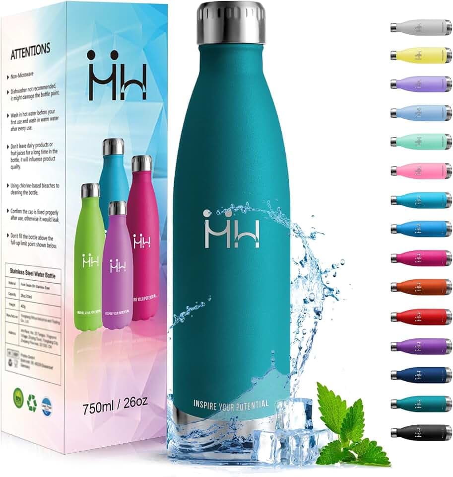 HoneyHolly Trinkflasche Edelstahl - 750ml - Thermosflasche, BPA-Frei, Trinkflasche Sport - Auslaufsicher Wasserflasche,Trinkflasche Kohlensäure Geeignet, Thermoskanne für Fitness, Gym, Fahrrad