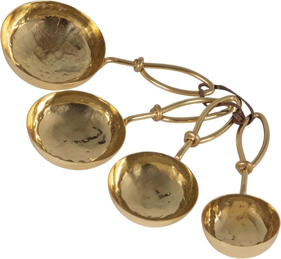 Creative Co-Op Set of 4 Hammered Stainless Steel Scoops, Gold Finish