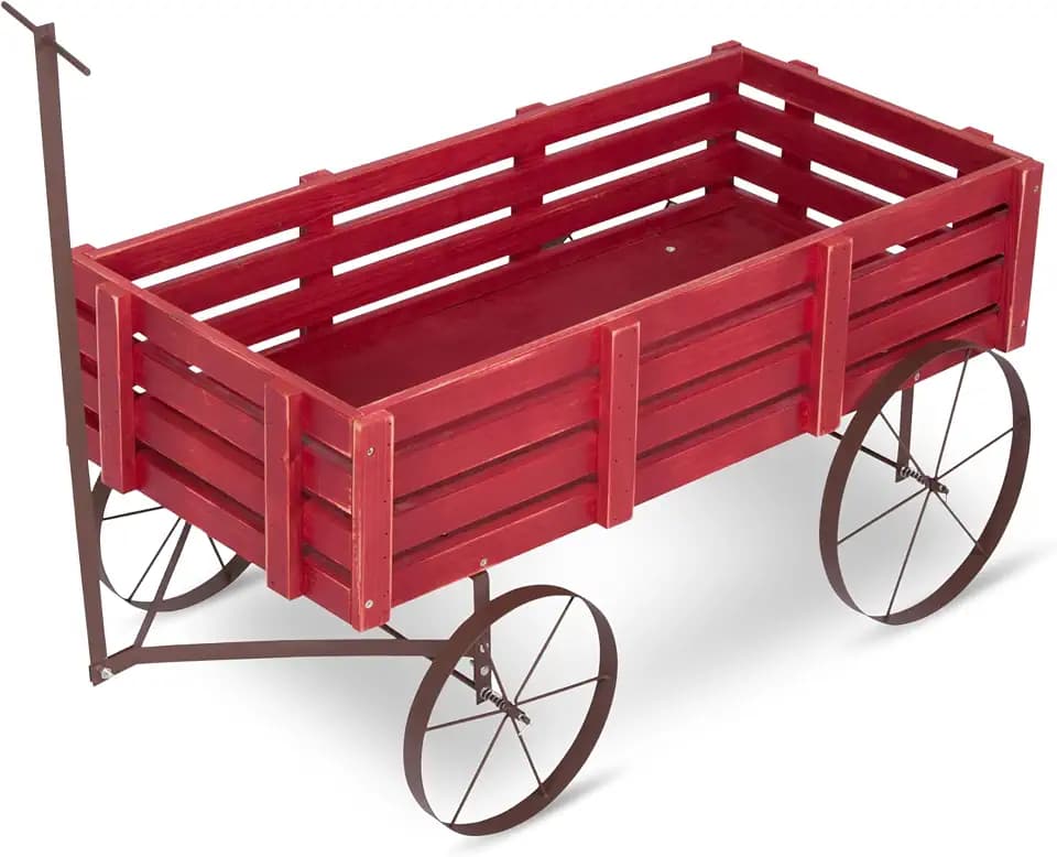 Shine Company 4944R-142 Buckboards Garden Wagons Decorative Planter, Classic Red