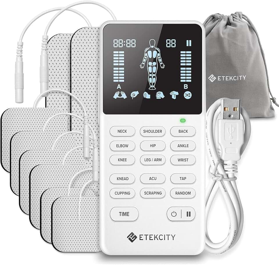 Etekcity 4-Channel Rechargeable TENS Unit, Muscle Stimulator, FSA Eligible