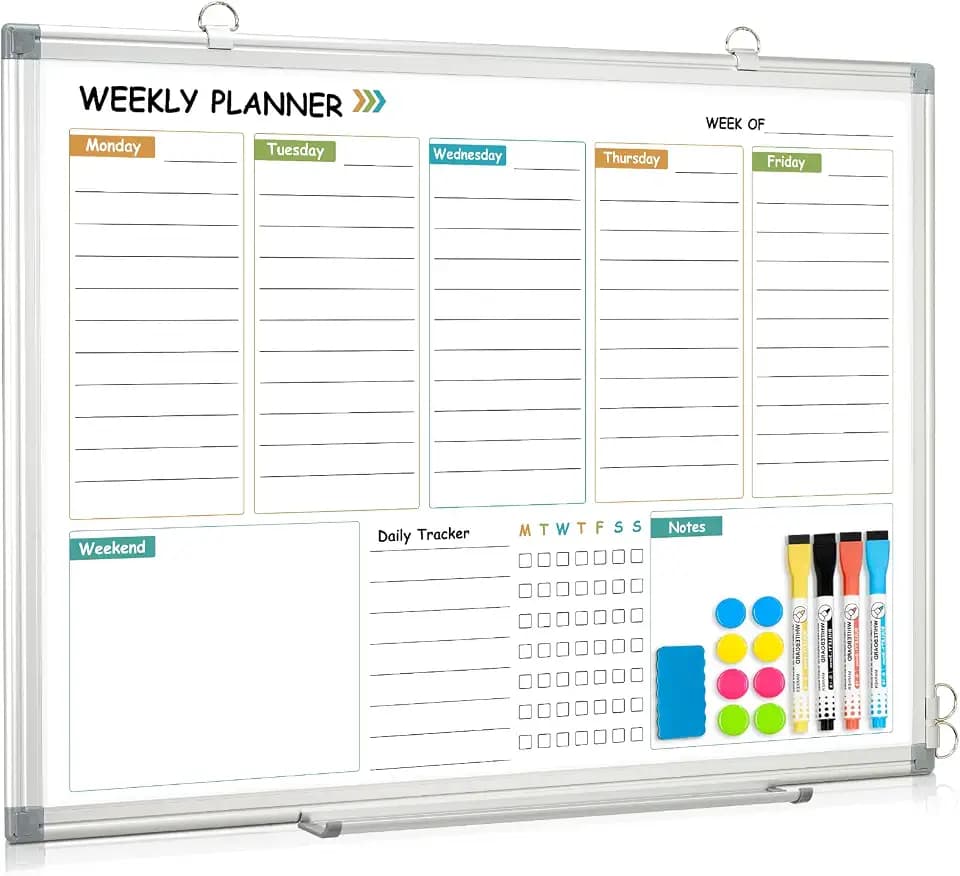 WALGLASS Weekly Dry Erase Calendar Whiteboard for Wall, 24" x 18" Planner