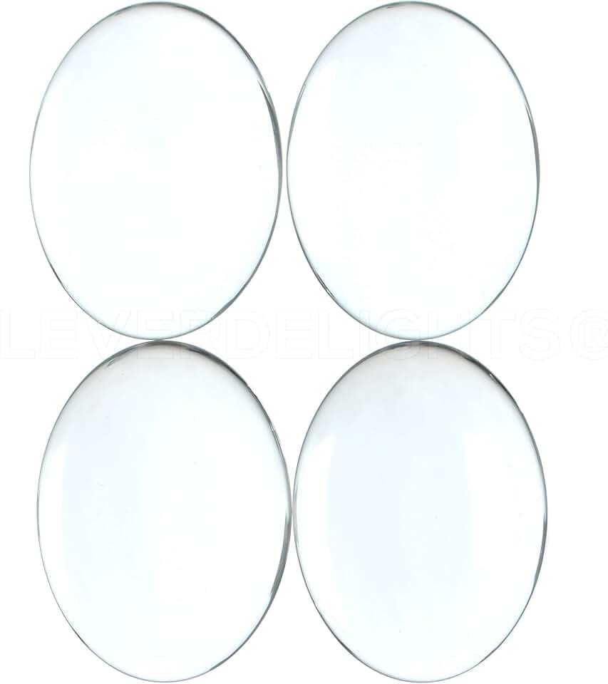 CleverDelights 30x40mm (1 3/16" x 1 9/16") Oval Glass Cabochons - 50 Pack