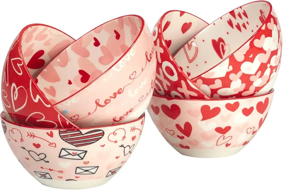Certified International Valentine's Day 5" All Purpose Bowls, Set of 6