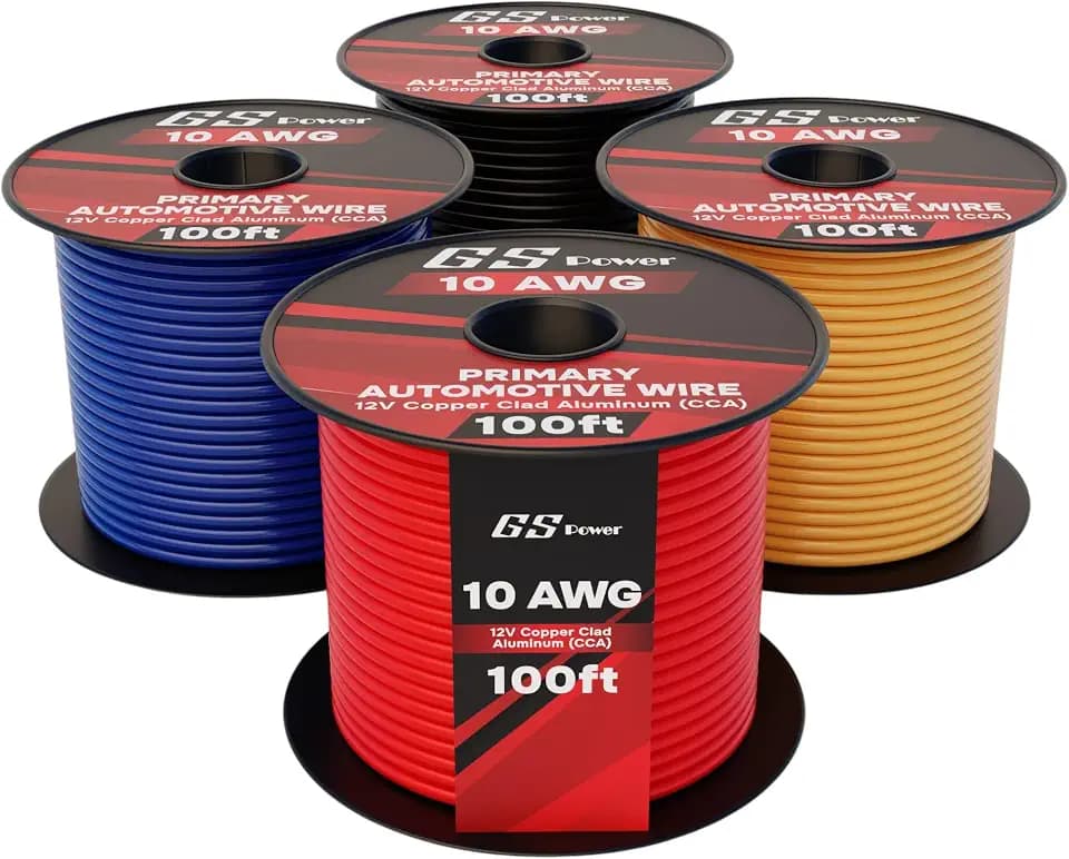 GS Power 10 Gauge Automotive Wire - 400ft 4-Color CCA Stranded Wire