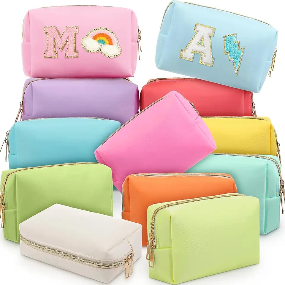 Kigeli 12 Pcs Nylon Makeup Bag Bulk Cosmetic Pouches, Macaron