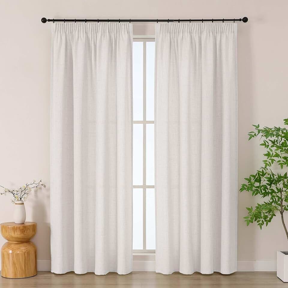 Simplebrand Gardinen Beige Kräuselband 2er Set H183 x B140 cm