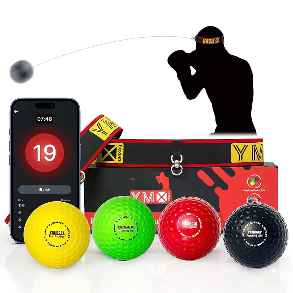 YMX BOXING Reflexball - 4 Bälle + 2 Stirnbänder, ideal für das Training von Reflex, Reaktion und Auge-Hand-Koordination