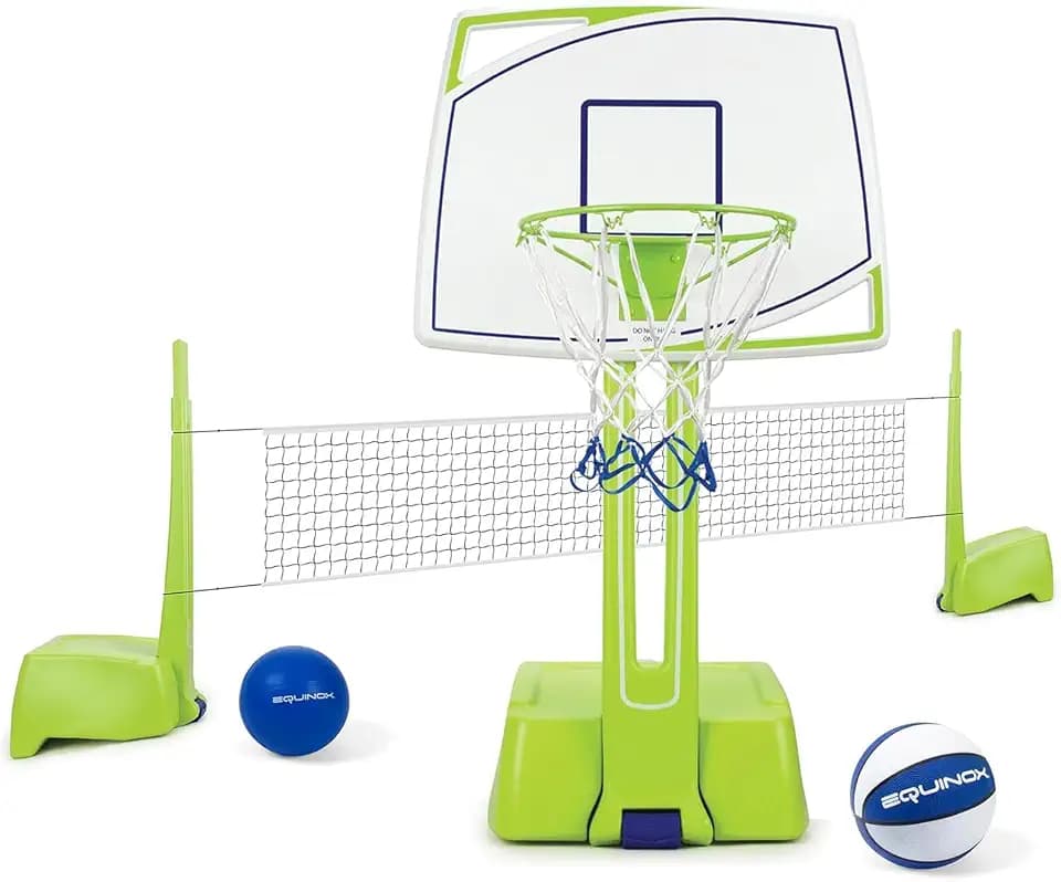 Equinox Outdoor Swimming Pool Basketball Hoop w/Ball, No Tools Required, Assembly in Less Than 5 Minutes