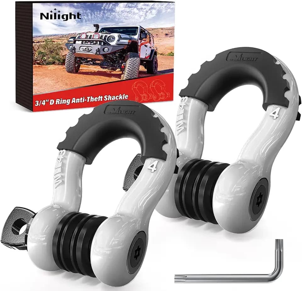 Nilight 2 Pack 3/4" D-Ring Anti-Theft Shackle Tow Hook for Truck SUV UTV